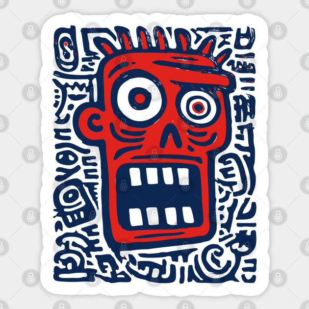 Expressive Street Art Face for Edgy Dorm Room Sticker by TuncGK